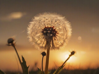 dandelion flower during sunset