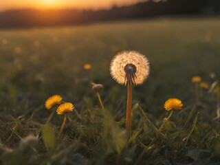 dandelion flower during sunset