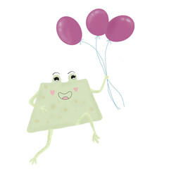frog with balloon doodle for kid