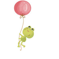 frog with balloon hand​ drawing​