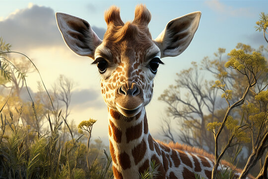 Baby Giraffe With its long eyelashes and innocent