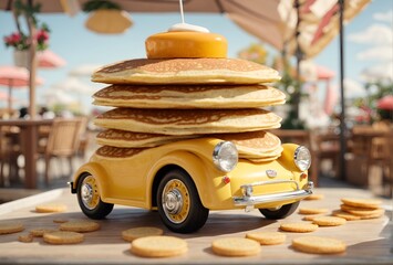 a cute car designed to look like a stack of pancakes
