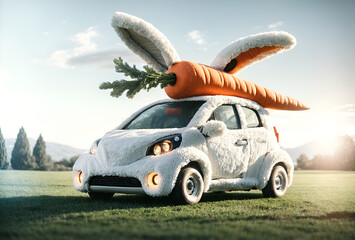 a cute car designed to look like a rabbit