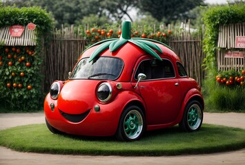 a cute car designed to look like a tomato