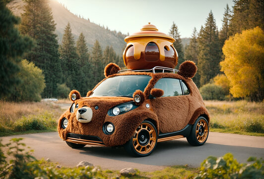a cute car designed to look like a bear