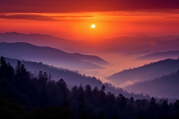 Smoky mountain sunset