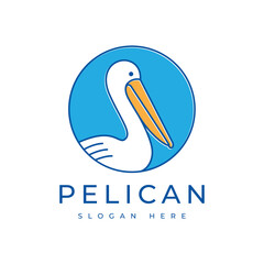 pelican bird animal beach ocean modern logo design graphic vector