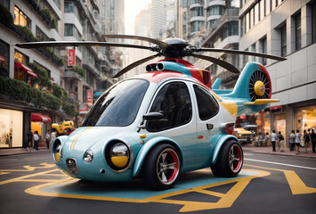 a cute car designed to look like a helicopter