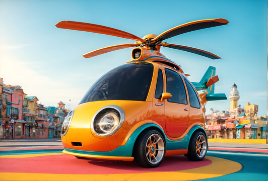 a cute car designed to look like a helicopter