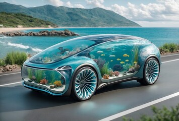 a car designed to look like an aquarium