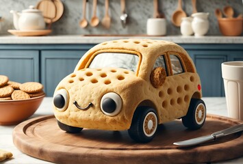 a cute car designed to look like a biscuit