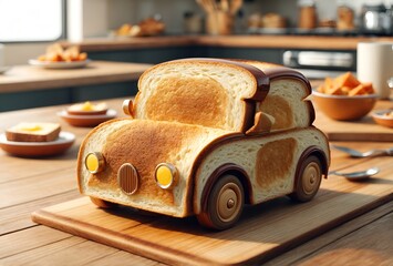 a cute car designed to look like a piece of toast