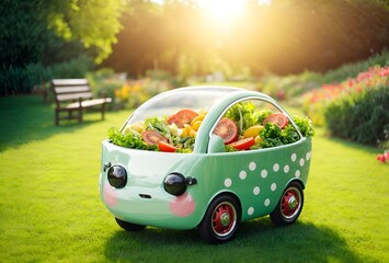 A car designed to look like a salad bowl