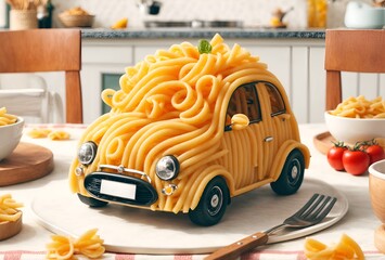 a cute car designed to look like pasta