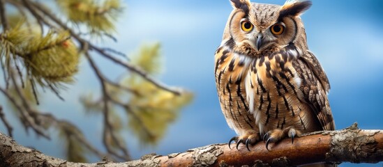 Obraz premium Gorgeous owl perched in tree high definition
