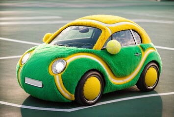a car designed to look like a tennis ball