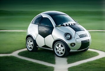 a car designed to look like a classic soccer ball