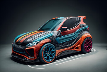 A creative and sporty depiction of a car designed to look like a sneaker.