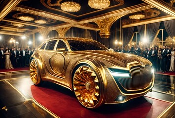 Luxury elegant golden car