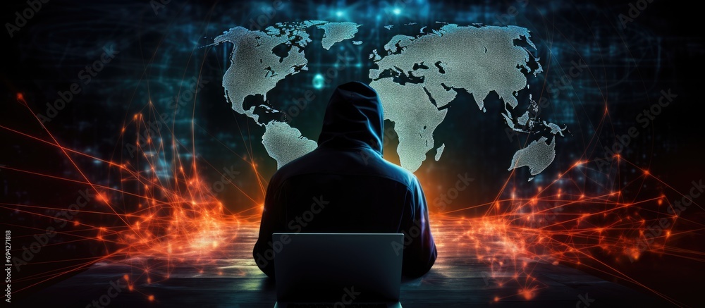 Poster cybersecurity and programming to combat ransomware, malware, hacking, and cyber crime on a global ne