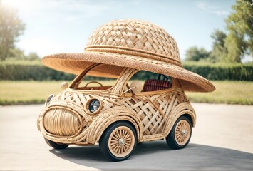 a car designed to look like a straw hat