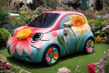a car designed to look like a blooming flower