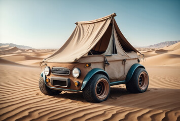 a small, cute car designed to look like a tent