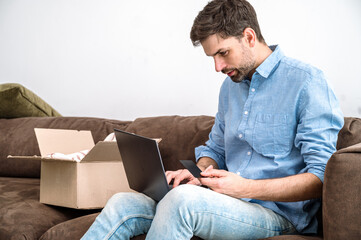 Man contact with delivery company to complain on getting wrong order