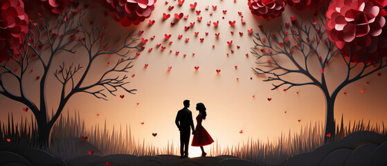 Herzige Elemente: Valentinsszene in Rot