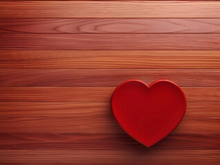 red heart on a wooden background with a place for text, copy space. Valentine.