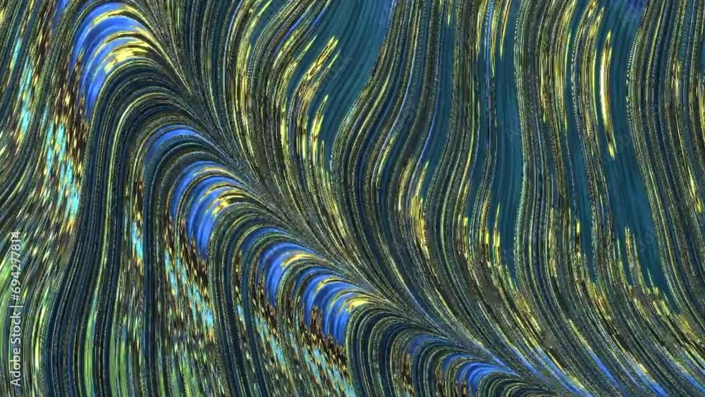 Sticker luxury gold and blue liquid color flow line in wave texture. modern loop able background animation