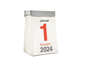 Kalender mit dem 1.Januar 2024 als Kalenderblatt