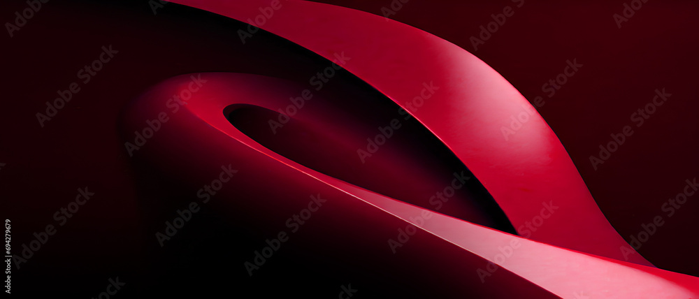 Aufkleber 3d abstract background of red curve wave in paper roll concept and development and business investme
