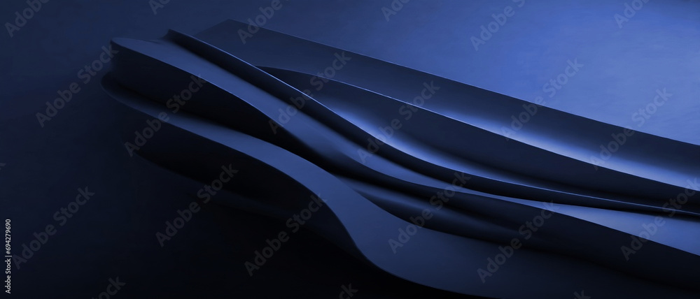 Poster 3d abstract background of blue curve wave in the concept of paper roll with business in technology a