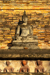 Stone buddha at Wat Mahathat in Sukhothai Historical Park.