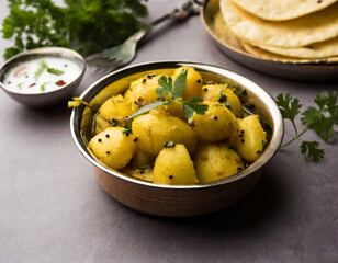 Naklejka na ściany i meble jeera aloo is a indian main course dish which goes well with hot puris, chapatti, roti or dal