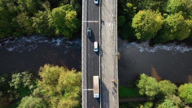 Motorway bridge with a discontinuous lane in 4k