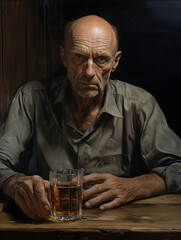 Alcoholist Smoker Addict Man AI Portrait