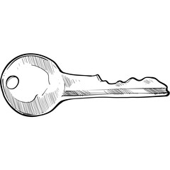 metal key handdrawn illustration