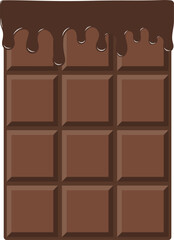 vector of a melted chocolate bar