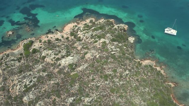 aerial view of caprera island, north of sardinia, italy