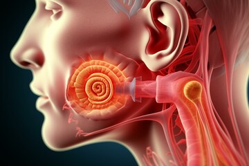 Inflammation of the middle ear due to viral infection. Generative AI
