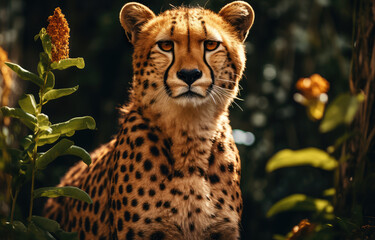 Cheetah in the African forest park