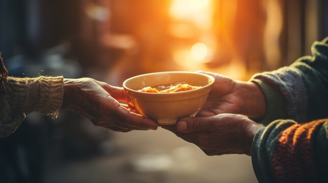 Donating food to your closest fellow human beings is the concept of sharing.