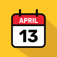 Calendar 13 April Vector illustration background design.