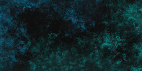 Abstract painted dark cyan color old concrete wall surface for background Deep emerald, green and blue texture or background with stains. High contrast and resolution image with place for text.