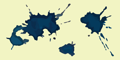Vector watercolor blots on a white isolated background. Paint stain. Watercolor splashes on a light background. Texture set. Abstract template for decoration. Advertising poster printing.