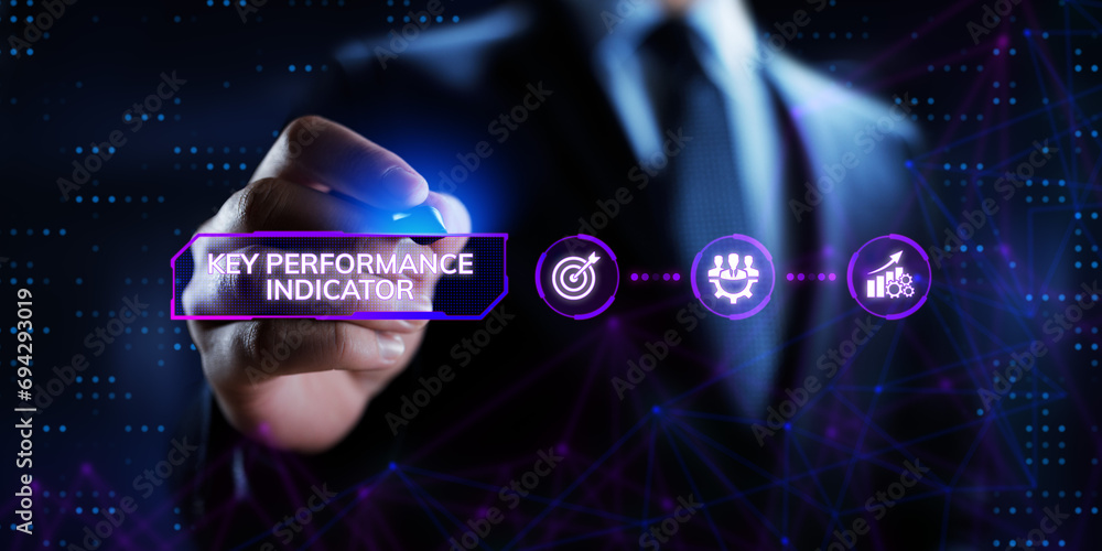 Poster kpi key performance indicator business and technology concept on screen.
