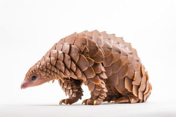 Pangolin on white background