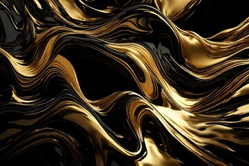 Luxury Black and Gold Abstract Fluid 